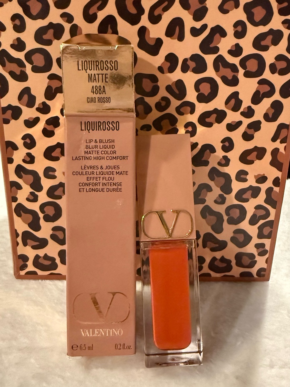 Valentino Liquirrosso Matte Lip & Blush in Bright Orange (488A Ciao Rosso)